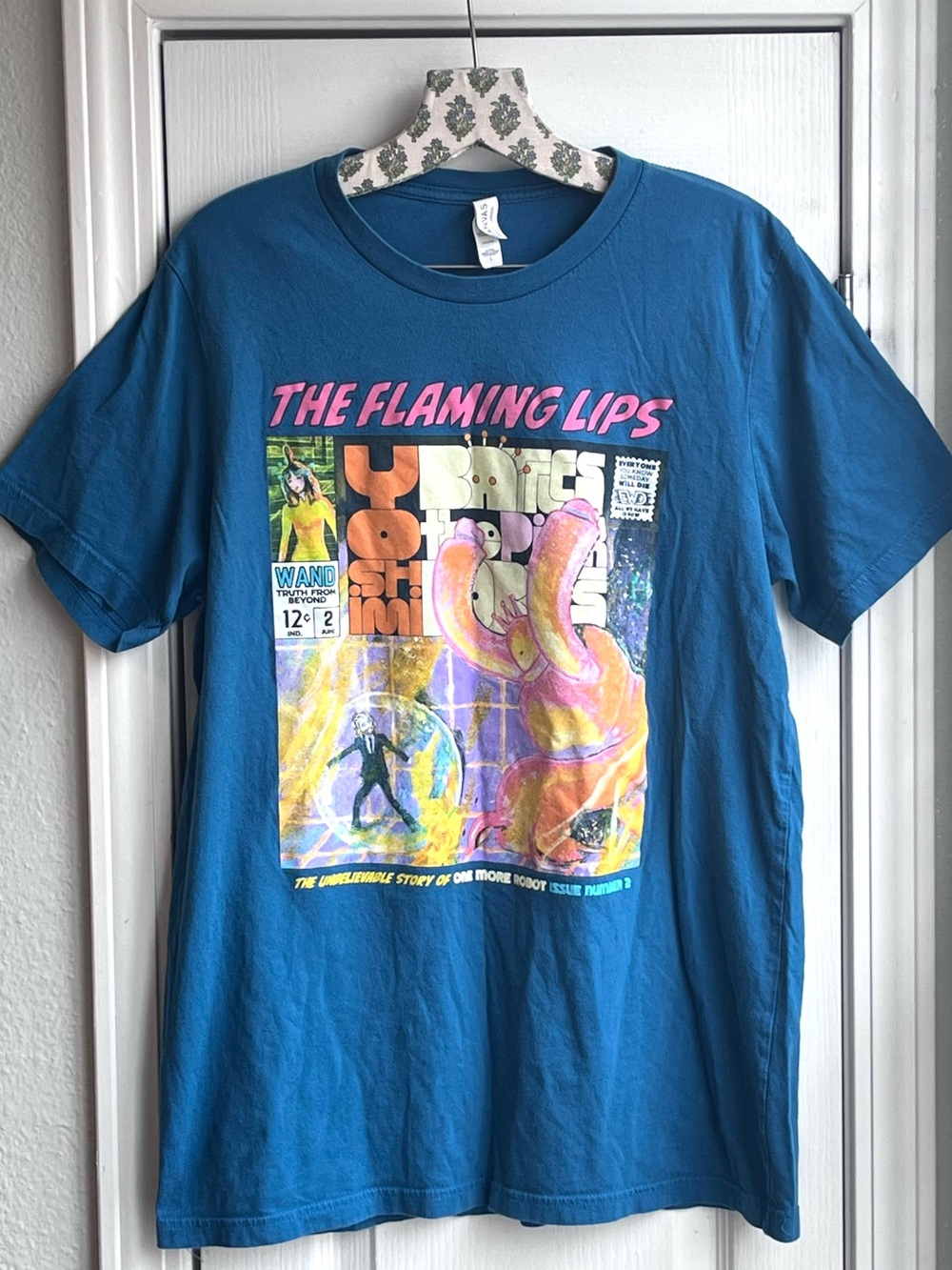 The Flaming Lips Yoshimi Battles the Pink Robots Graphic Band T Shirt Blue Large